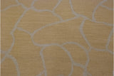 Textured contemporary Indian Soumac rug with abstract vinery pattern in sunflower yellow and ivory.