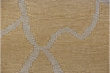 Contemporary hand-woven Soumac rug, abstract ivory vinery on dusty sunflower yellow.
