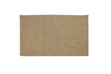 Contemporary hand woven Indian Soumac rug; abstract ivory pattern on dusty yellow.