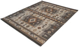 Southwestern Indian Soumac corner with reciprocating wave border in neutral earth tones.