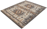 Southwestern geometric pattern detail with finned elements and secure side selvage in neutral shades.