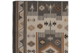 Southwestern geometric motifs, serrated and finned, in charcoal, ivory, and beige.