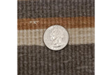 Southwestern inspired Soumac weave detail in charcoal, pale coffee, ivory stripes with quarter.