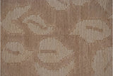 Contemporary Indian Soumac weave showcasing tone-on-tone beige and ivory abstract leaves.