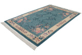 Vintage Chinese Art Deco rug showcasing shallow carved floral contour and subtle color transition.