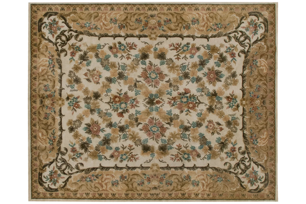 8x10 Vintage Contemporary Indian Savonnerie Design Carpet // ONH Item mc002316
