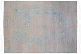 Distressed Modern Indian Persian carpet, oversized medallion with beige and blue tones, 10x13'10