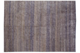 Indian Modern design carpet featuring vertical bands of detailed blue and ivory micro-patterns, 10' x 13'11