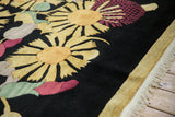 Original gold side cord and cream fringe of the vintage Indian carpet.