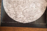 Bottom edge detail of the vintage moon chart art, black canvas border and wooden rod.