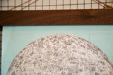 Close-up of the Moon Chart's walnut wood rod and detailed crater illustrations.