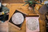 Mini Moon Chart canvas prints shown in ballerina pink and black color options.