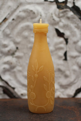 Antique Bottle Beeswax Candle Rose Lime Juice Small // ONH Item 3478 Image 1