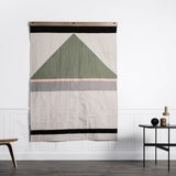 Louise Gray No. 8 Quilt with geometric sage triangle, tan, rose, pewter, and black.