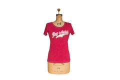 Women's Watermelon Retro Letter Fine Scoop Neck T-Shirt (Contrast Stitch) // ONH Item 4100 // RAFWFSCOWMRL3510-B0XS