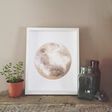 Katelyn Morse Neutral Moon Art Print, neutral watercolor tones in a white frame.
