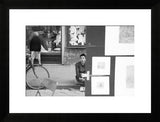 Black and white framed photograph of a Florence street portrait, 18x22 print.