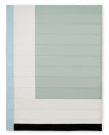 Louise Gray No. 2 handmade quilt with seafoam, white, light blue, and black geometric design.