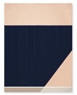 Louise Gray No. 3 handmade quilt with modern navy, peach, and tan geometric design.