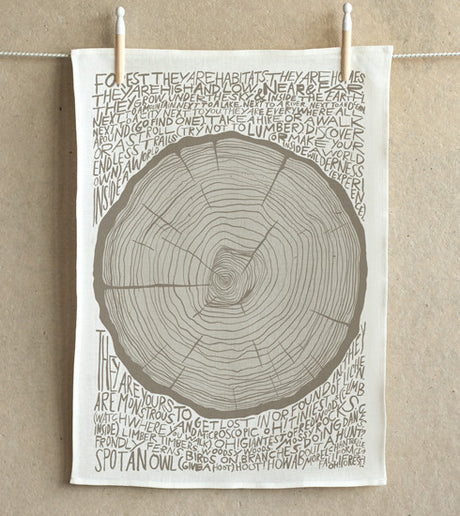 Made in USA Woodland Screenprinted Tea Towel // ONH Item nh00211