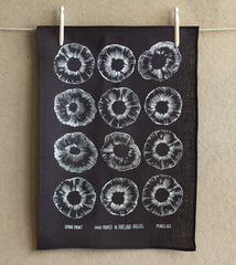 Made in USA Black and White Hand Printed Tea Towel // ONH Item nh00212