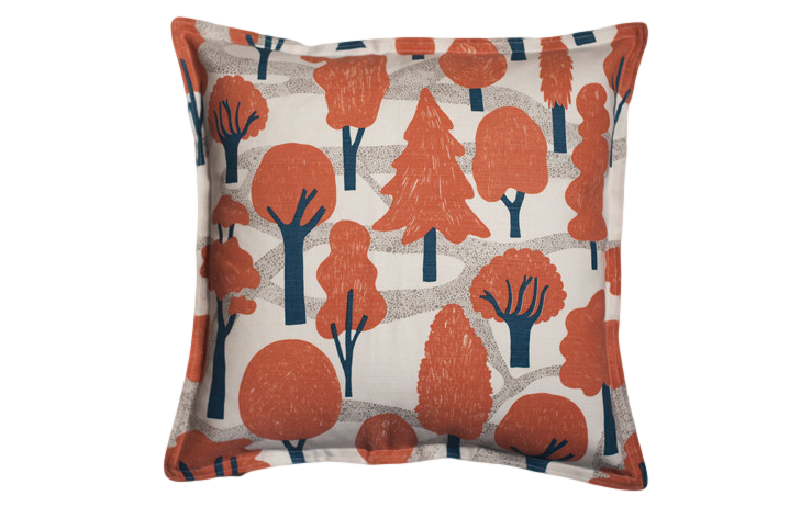 Made in USA Woodland Pillow in Red and Blue // ONH Item nh00215