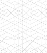 Geometric Wallpaper Grey and White showcasing an allover retro linear pattern.