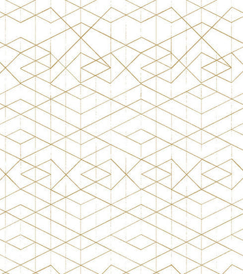 Geometric Wallpaper Gold on White // ONH Item nh00225 Image 1