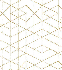 Geometric Wallpaper Gold on White // ONH Item nh00225 Image 2