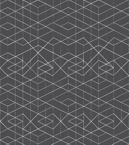Geometric Wallpaper White on Dark Grey // ONH Item nh00226