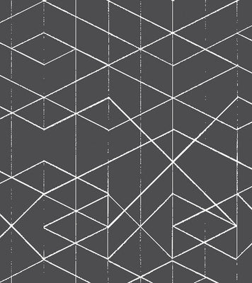 Geometric Wallpaper White on Dark Grey // ONH Item nh00226 Image 1