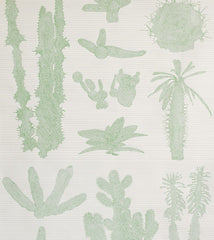 Light Grey and Green Cactus Wallpaper // ONH Item nh00229 Image 1