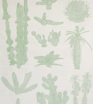 Light Grey and Green Cactus Wallpaper // ONH Item nh00229 Image 1