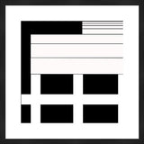 Geometric abstract Study of Lines art print, black and white with a black frame, 34x34 inches.