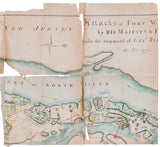 Historical details of 1776 Fort Washington battle map with aged paper and torn edges.