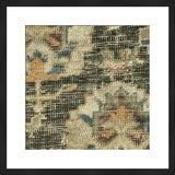 Original framed photograph showcasing macro focus of distressed antique rug in muted tones.