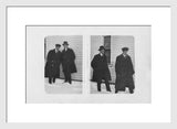Framed black and white 'Double' photograph showing two pairs of men from the 1910s.