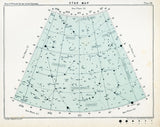 Antique Star Map revival print, Draco, Hercules, Ursa Major constellations on pale blue.