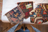 Three diverse RUGLING wall hangings, including a vintage Lilihan rooster motif.