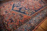 Vintage Hamadan Malayer rug, earthy red and navy tribal patterns, 4'3