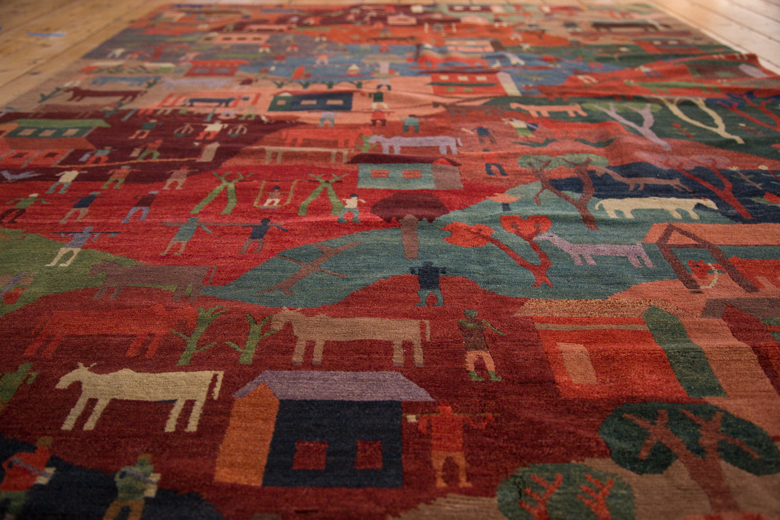 New handmade 6x9 Tibetan pictorial folk art rug 