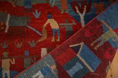 Handmade in Tibet pictorial folk art rug runner 2'x7'