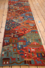 New Tibetan pictorial runner with vibrant scenes of herding, village life, and natural dyes.