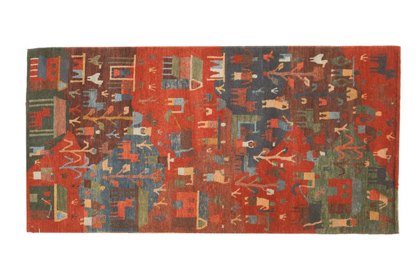 2.5x5 New Tibetan Folk Art Rug Runner // ONH Item qm001107