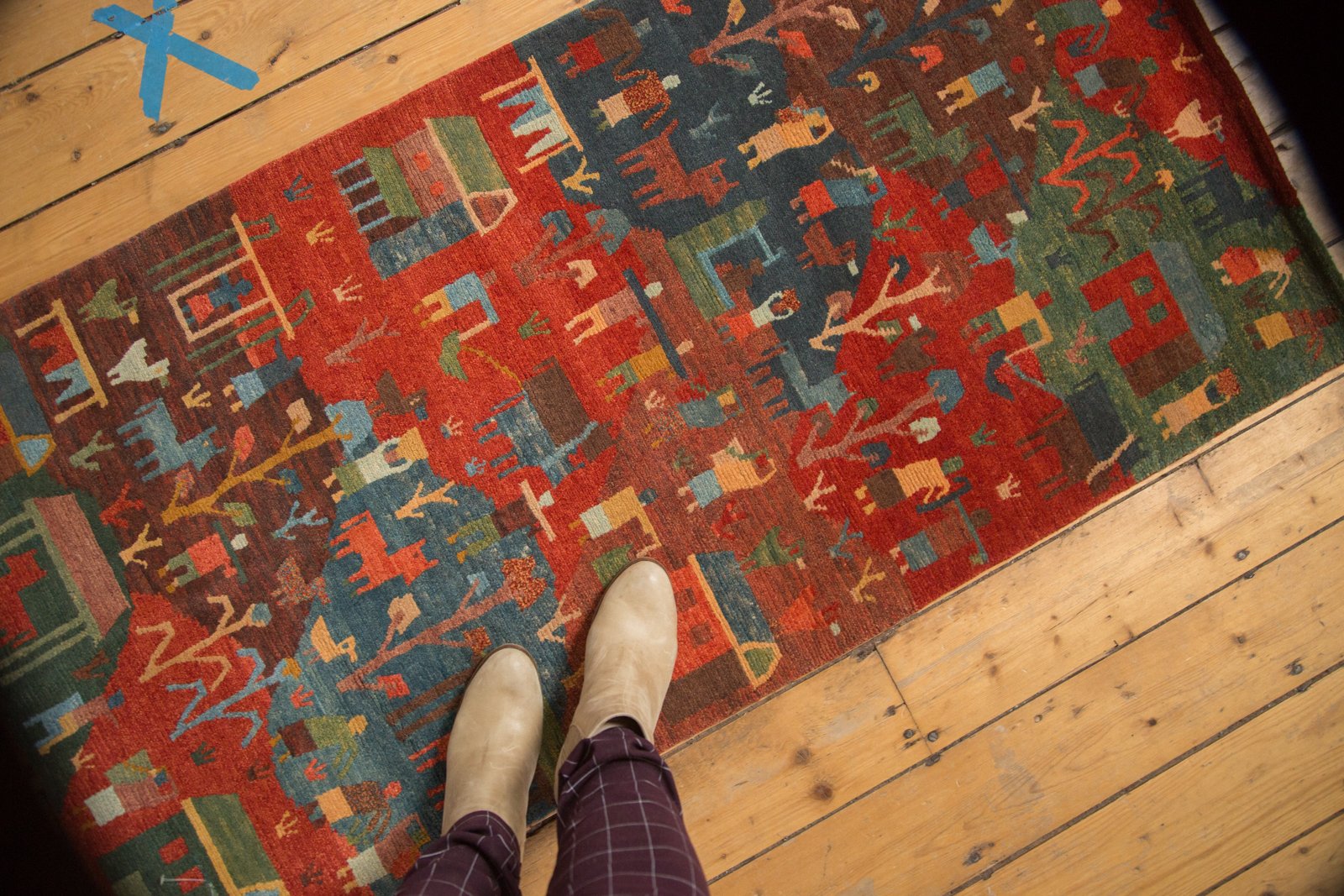 2.5x5 New Tibetan Folk Art Rug Runner // ONH Item qm001107 Image 1