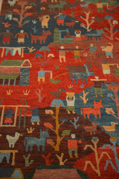 2.5x5 New Tibetan Folk Art Rug Runner // ONH Item qm001107 Image 3