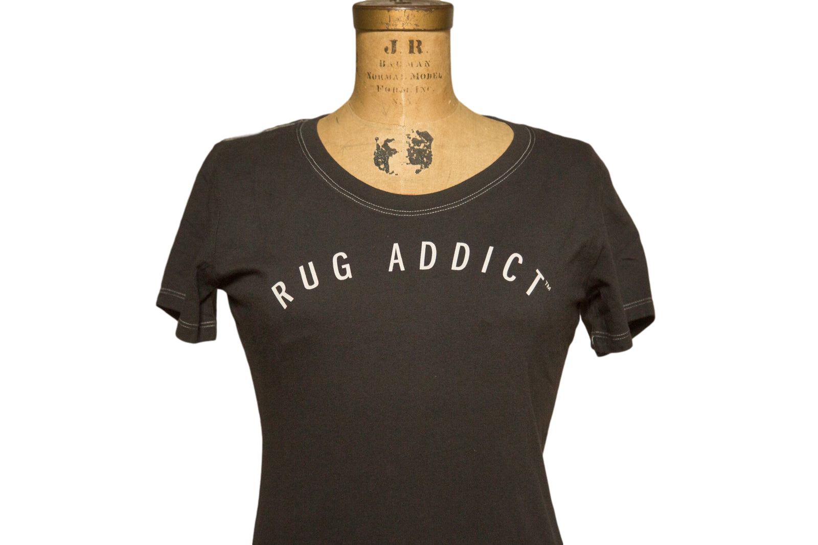 Women's Charcoal Block Letter Fine Scoop Neck T-Shirt (Contrast Stitch) // ONH Item 4115 // RAFWFSCOGNBL3510-B0XS Image 1