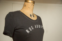 Women's Charcoal Block Letter Fine Scoop Neck T-Shirt (Contrast Stitch) // ONH Item 4115 // RAFWFSCOGNBL3510-B0XS Image 2