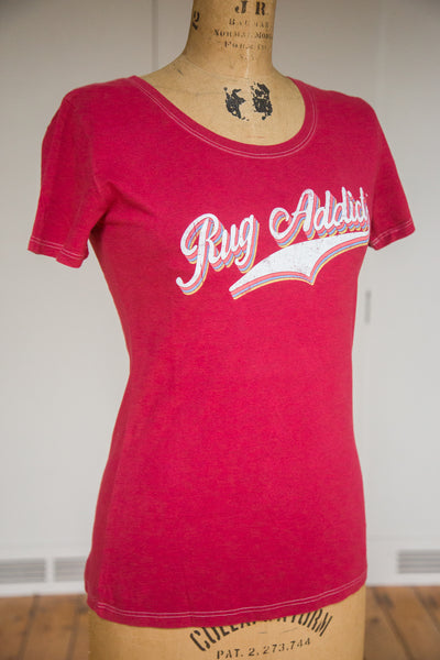 Women's Watermelon Retro Letter Fine Scoop Neck T-Shirt (Contrast Stitch) // ONH Item 4100 // RAFWFSCOWMRL3510-B0XS Image 7