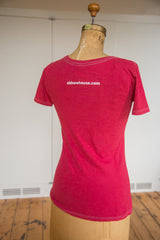 Women's Watermelon Retro Letter Fine Scoop Neck T-Shirt (Contrast Stitch) // ONH Item 4100 // RAFWFSCOWMRL3510-B0XS Image 8